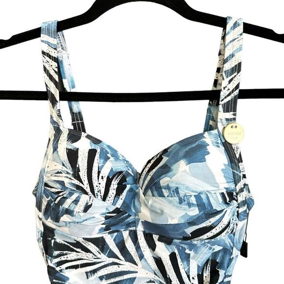 NWT Niptuck Shaping Multi Fit Cup Palm Print One Piece Swimsuit - Picture 2 of 6